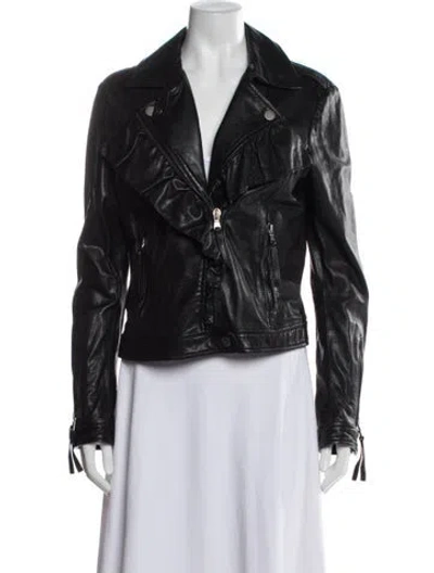 Pre-owned Red Valentino Leather Biker Jacket In Black