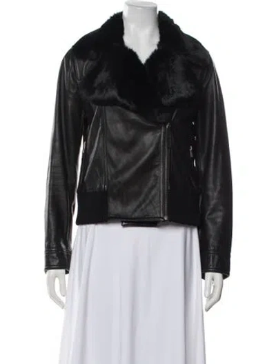 Pre-owned Red Valentino Leather Biker Jacket In Black