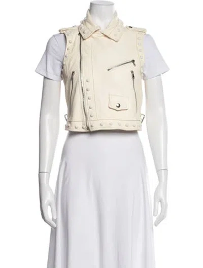 Pre-owned Red Valentino Leather Biker Jacket In Neutrals