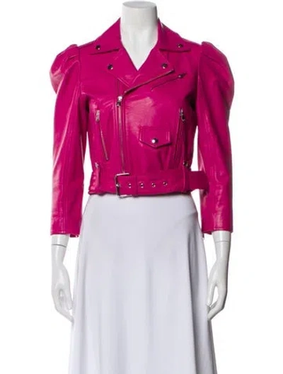 Pre-owned Red Valentino Leather Biker Jacket In Red