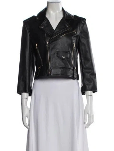 Pre-owned Red Valentino Leather Biker Jacket W/ Tags In Black