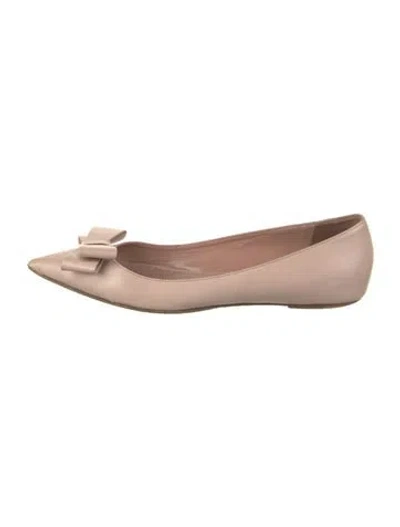 Pre-owned Red Valentino Leather Bow Accents Ballet Flats In Pink