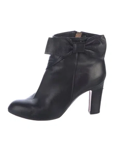 Pre-owned Red Valentino Leather Bow Accents Boots In Black