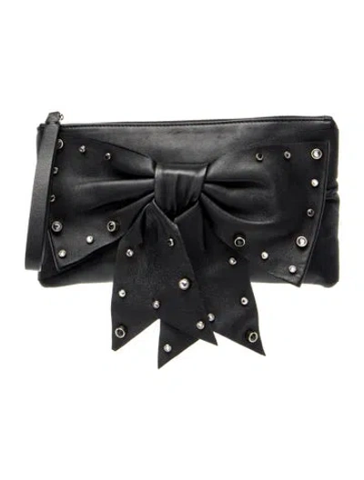 Pre-owned Red Valentino Leather Clutch In Black