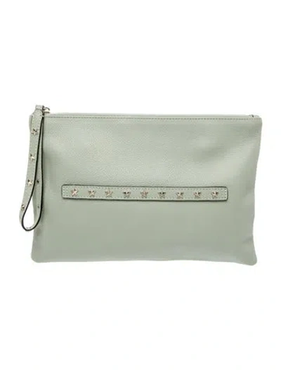 Pre-owned Red Valentino Leather Clutch In Green