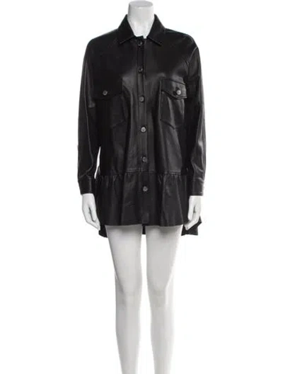 Pre-owned Red Valentino Leather Coat In Black