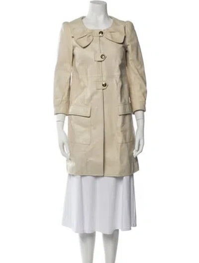 Pre-owned Red Valentino Leather Coat In Neutrals