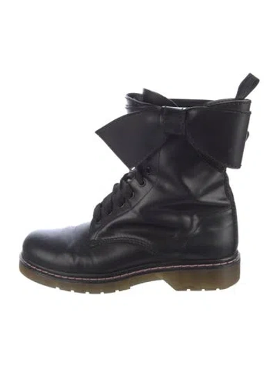 Pre-owned Red Valentino Leather Combat Boots In Blue