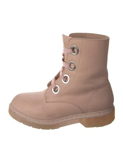 Pre-owned Red Valentino Leather Combat Boots In Neutrals