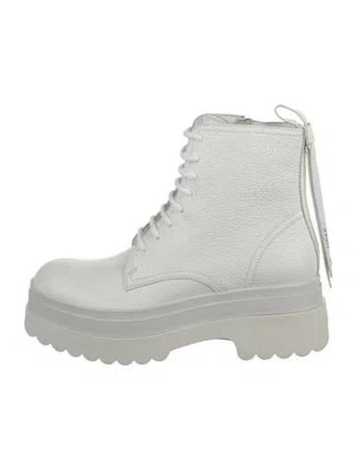 Pre-owned Red Valentino Leather Combat Boots In White