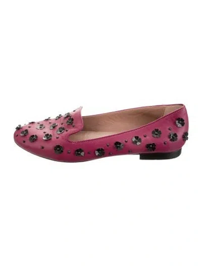 Pre-owned Red Valentino Leather Floral Print Loafers In Purple