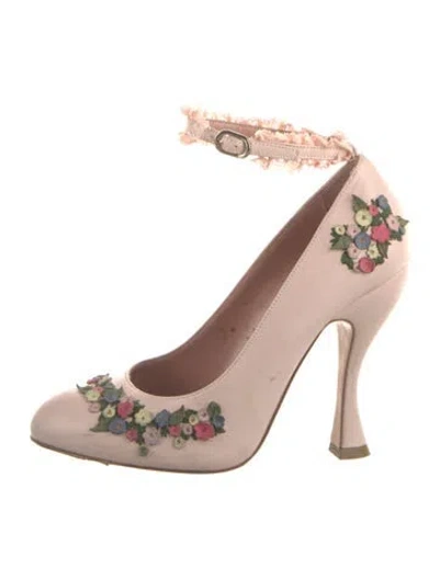 Pre-owned Red Valentino Leather Floral Print Pumps In Pink