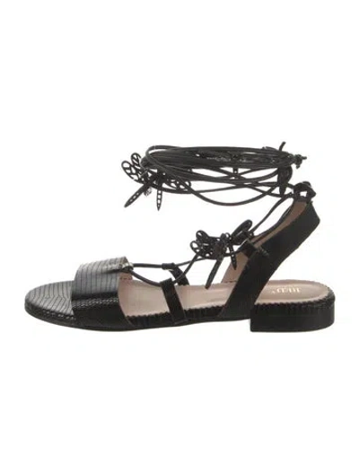 Pre-owned Red Valentino Leather Gladiator Sandals In Black