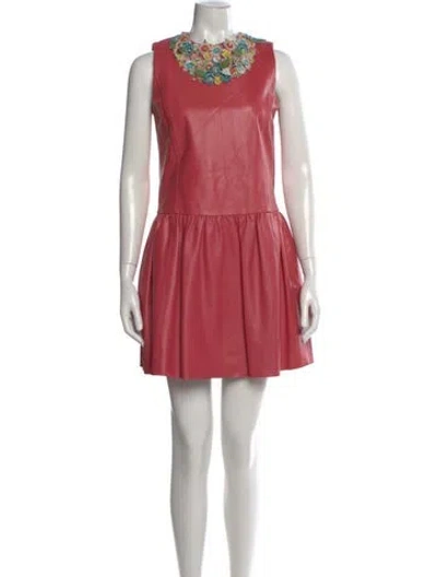 Pre-owned Red Valentino Leather Mini Dress W/ Tags In Pink