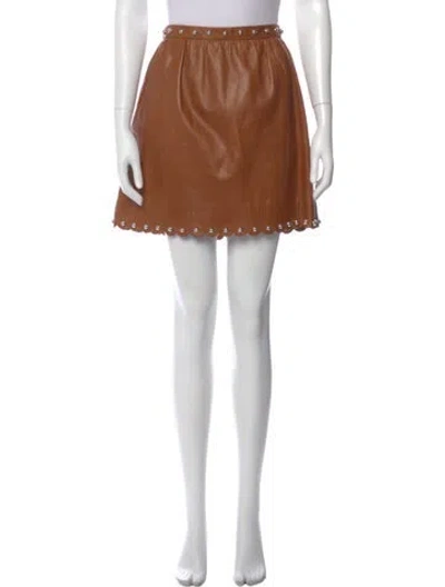 Pre-owned Red Valentino Leather Mini Skirt In Brown