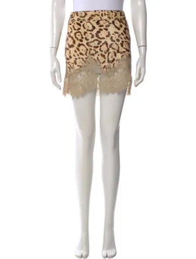 Pre-owned Red Valentino Leather Mini Skirt In Neutral