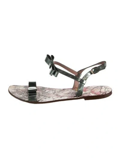 Pre-owned Red Valentino Leather Patterned Sandals In Silver