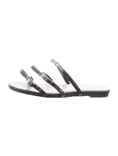 Pre-owned Red Valentino Leather Polka Dot Print Sandals In Black
