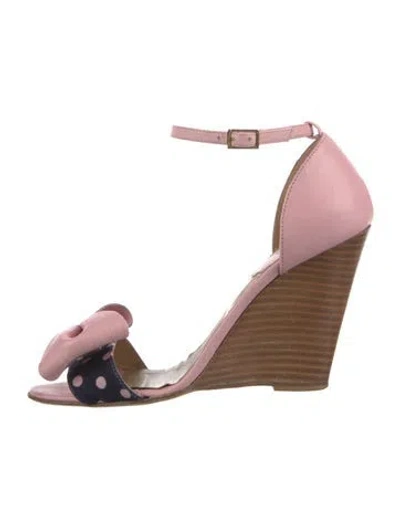 Pre-owned Red Valentino Leather Polka Dot Print Sandals In Blue/pink