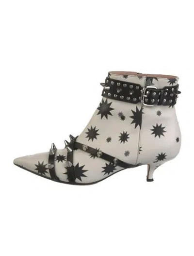 Pre-owned Red Valentino Leather Printed Lace-up Boots In White