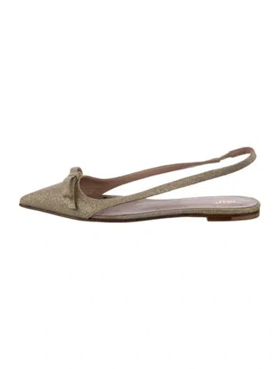 Pre-owned Red Valentino Leather Printed Slingback Flats In Gold/metallic