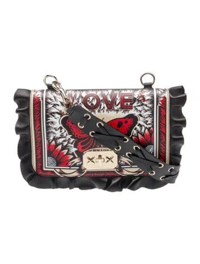 Pre-owned Red Valentino Leather Shoulder Bag In Black