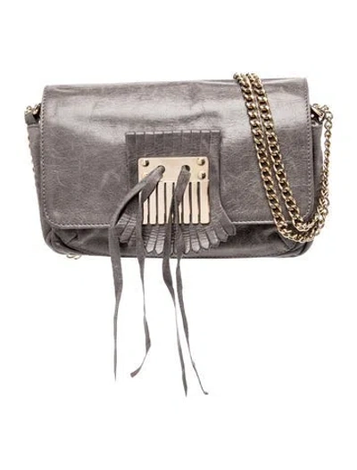 Pre-owned Red Valentino Leather Shoulder Bag In Gray