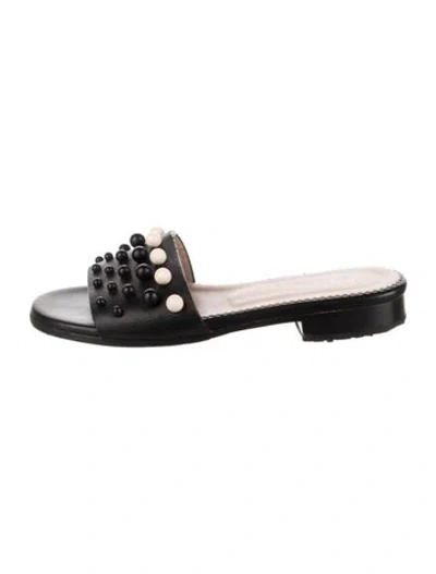 Pre-owned Red Valentino Leather Slides In Black