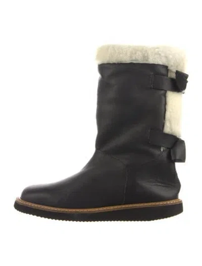Pre-owned Red Valentino Leather Snow Boots In Black