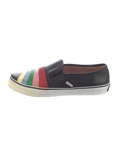 Pre-owned Red Valentino Leather Striped Sneakers In Multicolor