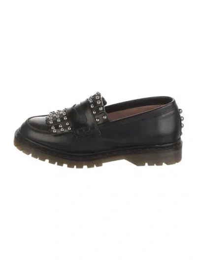 Pre-owned Red Valentino Leather Studded Accents Loafers In Black