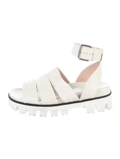 Pre-owned Red Valentino Leather Studded Accents Sandals In Neutrals