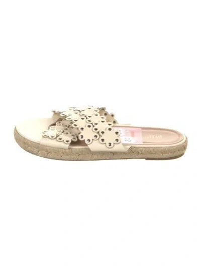 Pre-owned Red Valentino Leather Studded Accents Slides In Neutral