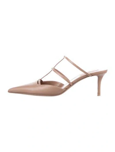 Pre-owned Red Valentino Leather Studded Accents T-strap Pumps In Neutrals