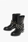 RED VALENTINO LEATHER STUDDED BIKER BOOTIES