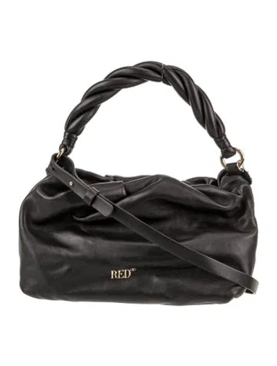 Pre-owned Red Valentino Leather Top Handle Bag In Black