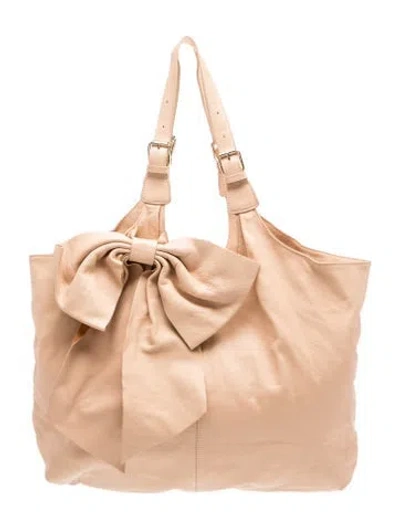 Pre-owned Red Valentino Leather Top Handle Bag In Brown