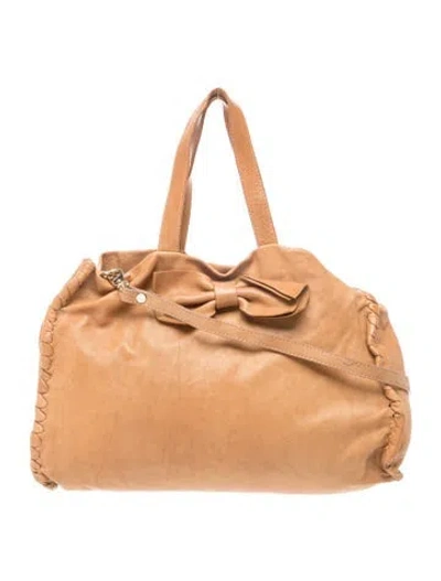 Pre-owned Red Valentino Leather Top Handle Bag In Brown