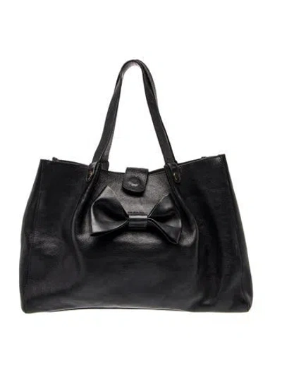 Pre-owned Red Valentino Leather Tote In Black