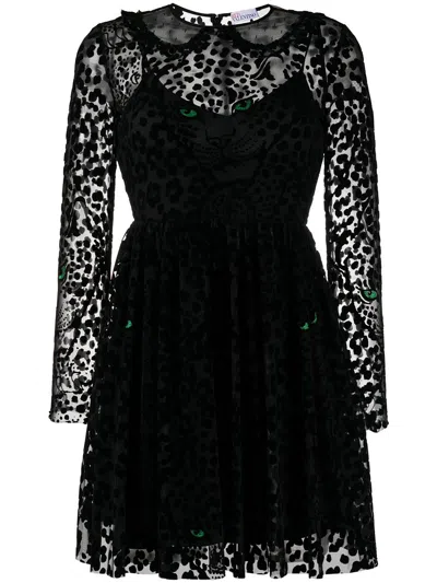 Red Valentino Leopard Print Mini Dress In Animal Print