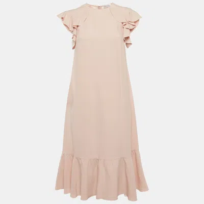 Pre-owned Red Valentino Light Pink Crepe Ruffle Mini Dress S