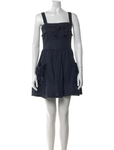 Pre-owned Red Valentino Linen Mini Dress In Black