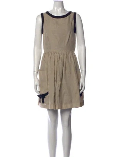 Pre-owned Red Valentino Linen Mini Dress In Neutrals