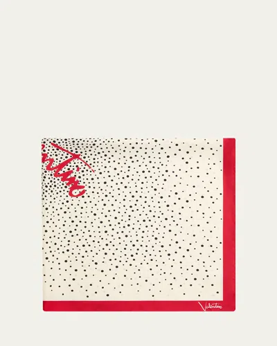 Red Valentino Little Stars Starry Silk Scarf In Neutral