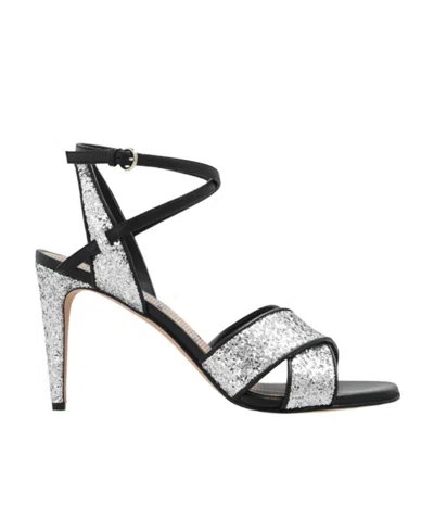 Red Valentino Logo High-heeled Sandals In Silver