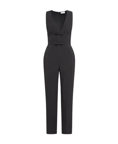Red Valentino Redvalentino V-neck Sleeveless Jumpsuit In Black