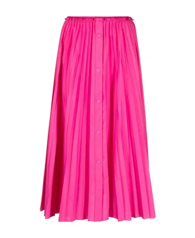 Red Valentino Pleated Cotton-blend Midi Skirt In Pink
