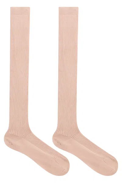 Red Valentino Long Beige Socks, Comfort For Every Occasion. In Pink