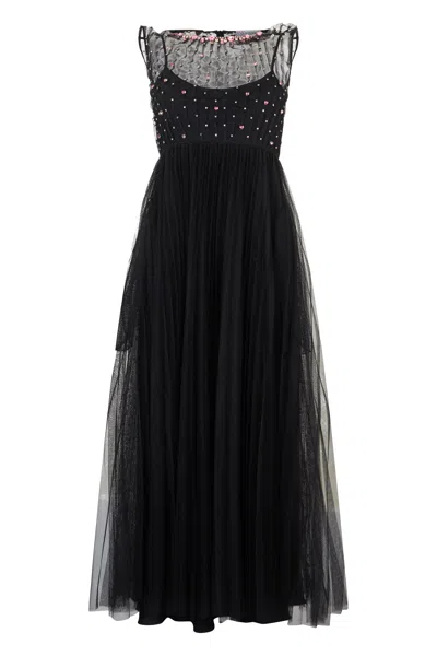 Red Valentino Long Dress In An Elegant Shade Of Black, Refined And Chic Design.