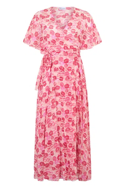 Red Valentino Long Dress In Shades Of Pink With Print, Refined And Versatile Design. In Blue